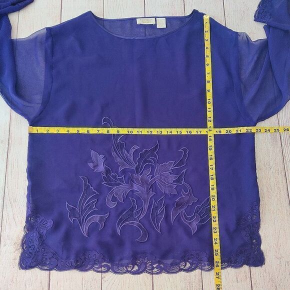 Vintage Victoria's Secret gold label lace trim sheer PJ top sz L - Picture 7 of 9